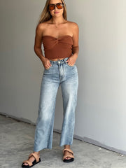 Wide Leg Crop Jean Light Blue